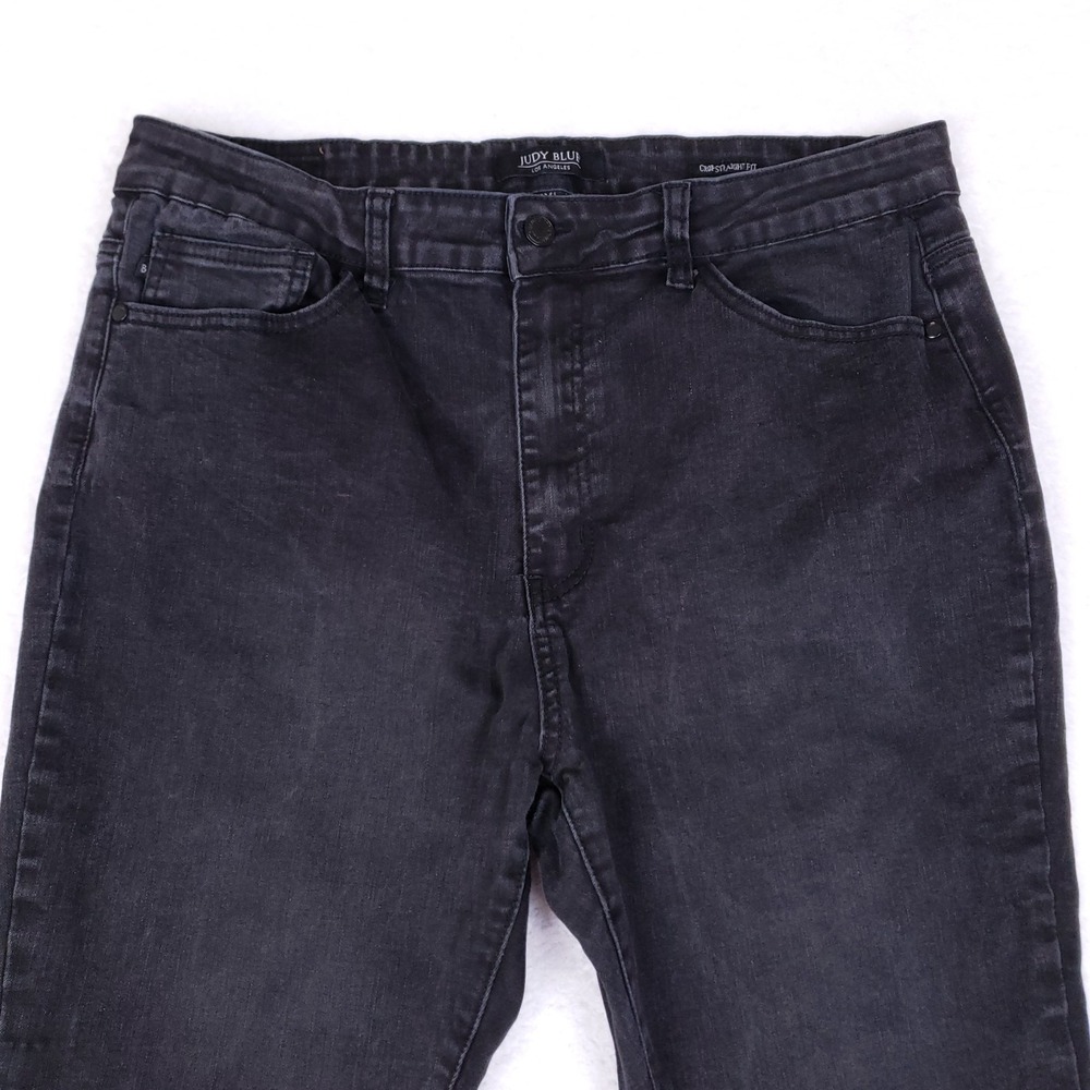 Judy Blue Jeans 1XL Black Crop Straight Fit Side Slit Stretch Plus Size - Picture 2 of 12